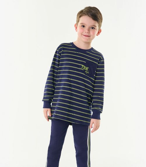 Camiseta Infantil Menino Manga Longa Trick Nick Azul
