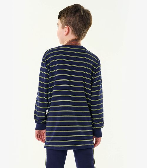 Camiseta Infantil Masculina Manga Longa Trick Nick Azul