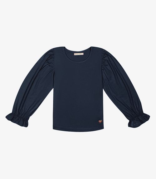 Blusa Manga Longa Feminina Frufru Trick Nick Azul