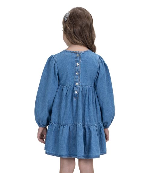 Vestido Jeans Infantil Manga Longa Trick Nick Azul