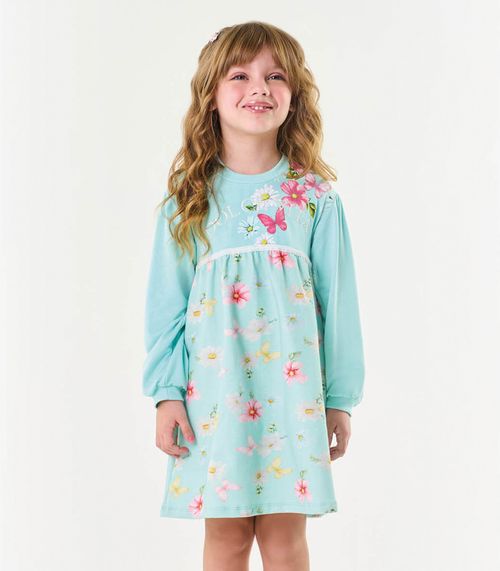 Vestido Infantil Manga Longa Trick Nick Azul