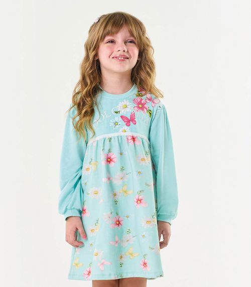 Vestido Infantil Manga Longa Trick Nick Azul