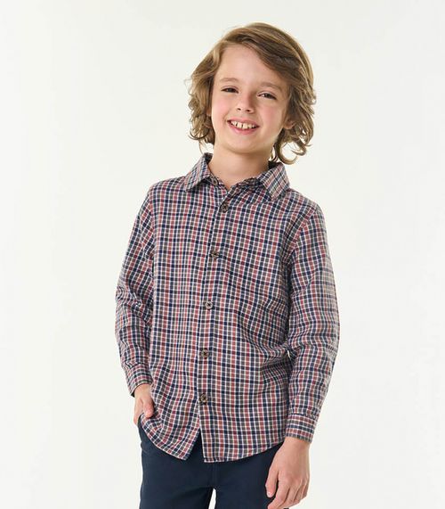 Camisa Infantil Masculina Xadrez Trick Nick Azul