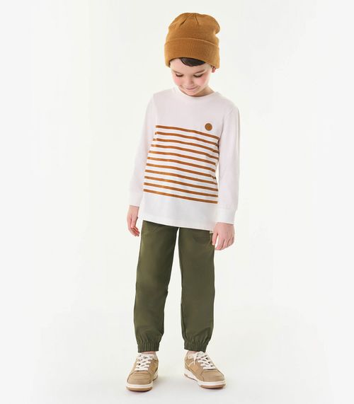 Conjunto Camiseta Manga Longa E Calça Trick Nick Bege
