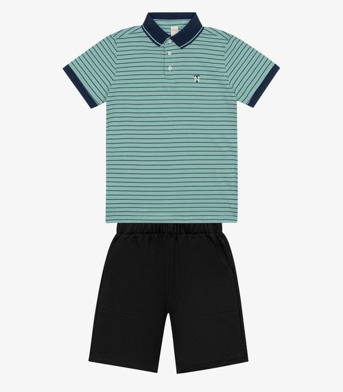 Conjunto Infantil Camisa Polo E Bermuda Trick Nick Verde