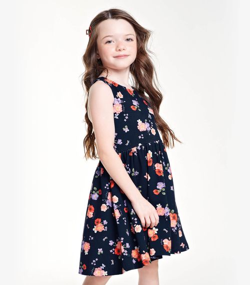 Vestido Infantil Floral Trick Nick Azul