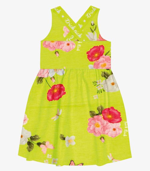 Vestido Infantil Floral Trick Nick Verde