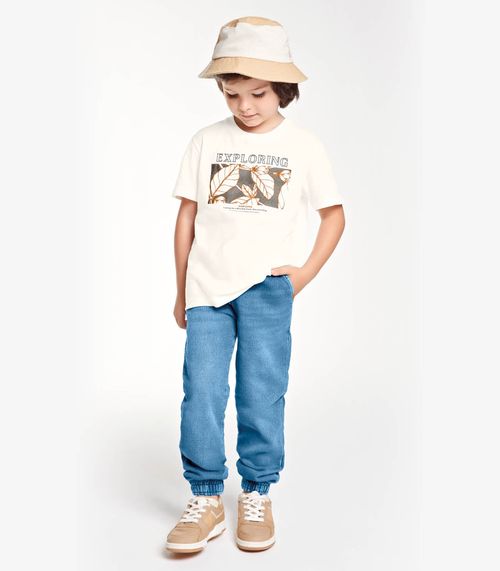 Conjunto Camiseta Com Calça Jeans Trick Nick Bege