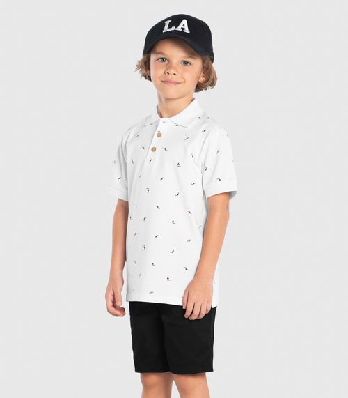 Conjunto Infantil Polo Com Bermuda Trick Nick Branco