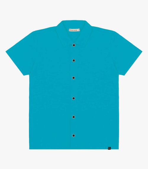 Camisa Infantil Masculina Com Botões Trick Nick Azul