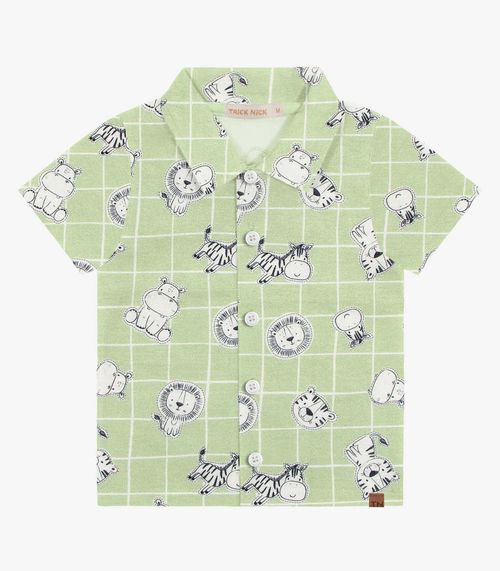 Camisa Infantil Masculina Bichinhos Trick Nick Verde
