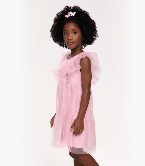 Vestido Infantil Em Tule Trick Nick Rosa