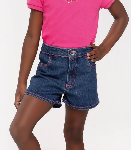 Conjunto Infantil Blusa E Shorts Jeans Trick Nick Rosa