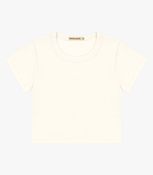 Blusa Cropped Infantil Ribana Canelada Trick Nick Bege