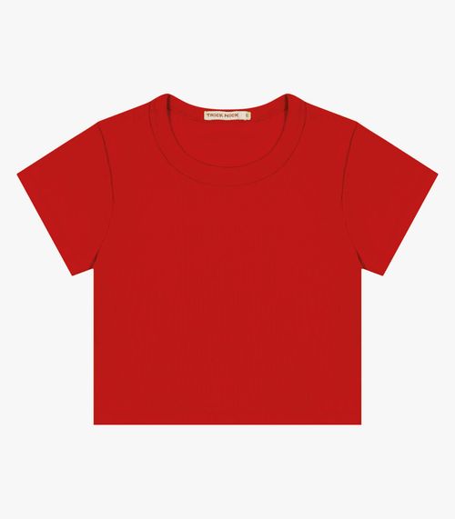 Blusa Cropped Infantil Ribana Canelada Trick Nick Vermelho