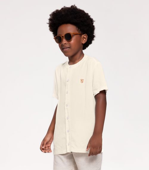 Camisa Infantil Em Viscolinho Trick Nick Bege