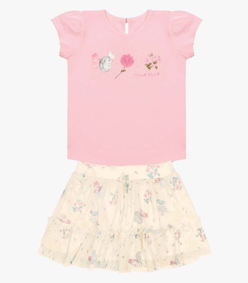 Conjunto Infantil Body Com Saia Trick Nick Bege