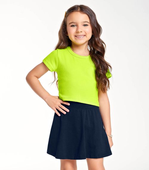 Blusa Cropped Infantil Ribana Canelada Trick Nick Verde