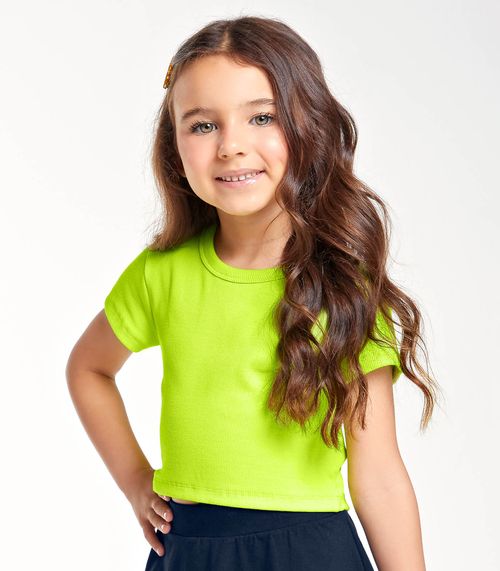 Blusa Cropped Infantil Ribana Canelada Trick Nick Verde