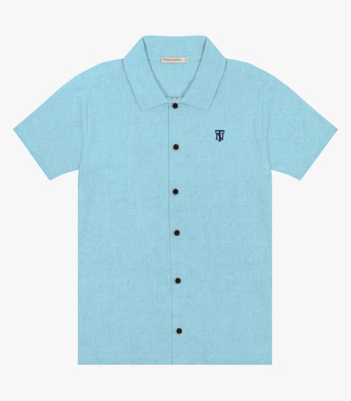 Camisa Infantil Menino Em Linho Trick Nick Azul