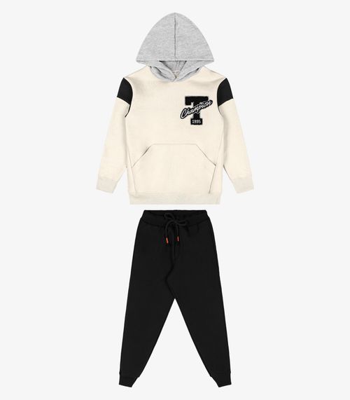 Conjunto Blusão Com Capuz e Calça Trick Nick Bege
