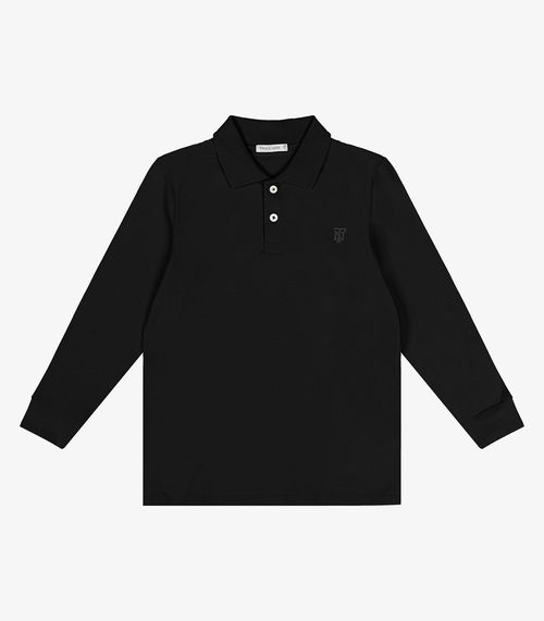 Polo Infantil Masculino Manga Longa Trick Nick Preto