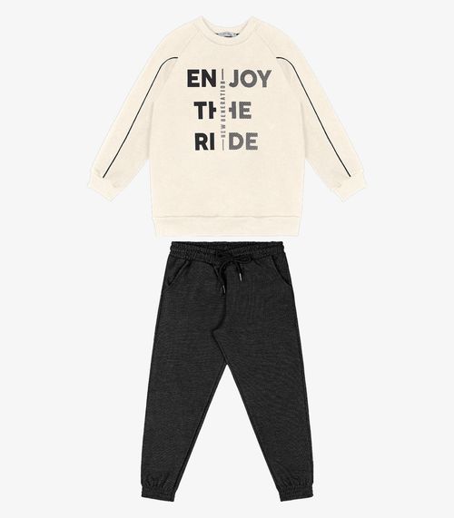 Conjunto Infantil Blusão Com Calça Trick Nick Bege