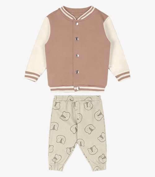 Conjunto Infantil Jaqueta Com Calça Trick Nick Marrom
