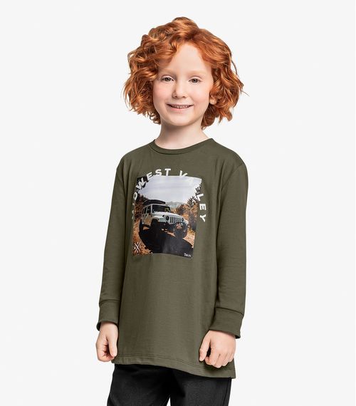 Camiseta Infantil Manga Longa Trick Nick Verde