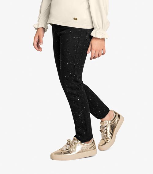 Calça Skinny Comfort Denim Com Glitter Trick Nick Preto