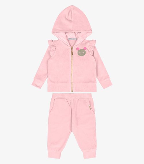 Conjunto Jaqueta Com Capuz e Calça Trick Nick Rosa