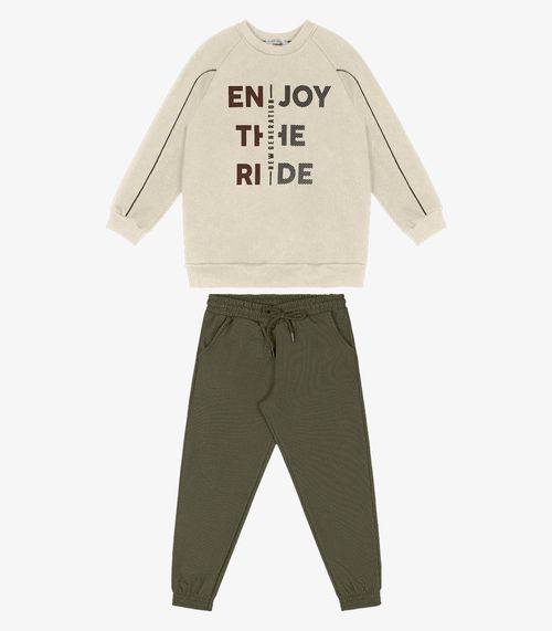 Conjunto Infantil Blusão Com Calça Trick Nick Bege