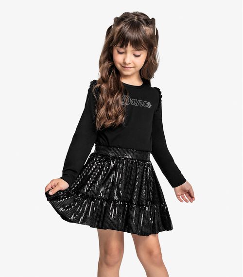 Conjunto Infantil Blusa Com Saia Trick Nick Preto