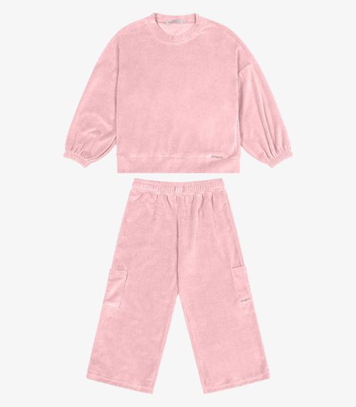 Conjunto Blusão Com Calça Wide Leg Trick Nick Rosa