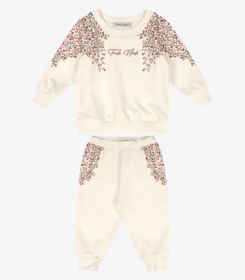 Conjunto Blusão Com Calça Moletinho Trick Nick Bege