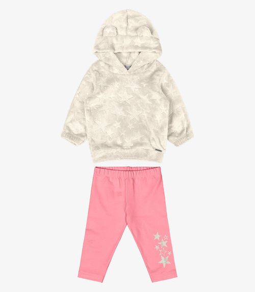 Conjunto de Blusão Capuz e Legging Trick Nick Bege