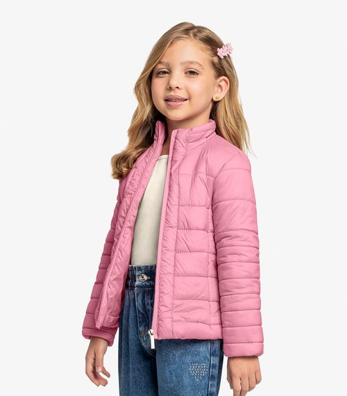 Jaqueta Puffer Infantil Trick Nick Rosa