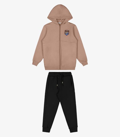 Conjunto Jaqueta Com Capuz e Calça Trick Nick Marrom