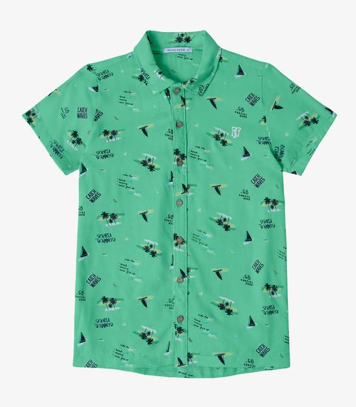 Camisa Juvenil Masculina Viscose Dobby Trick Nick Verde