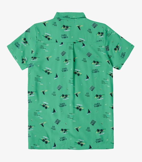 Camisa Juvenil Masculina Viscose Dobby Trick Nick Verde
