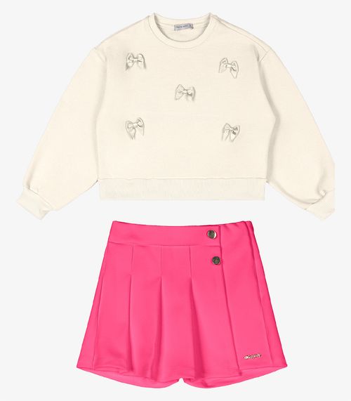 Conjunto Blusão Com Shorts Saia Trick Nick Bege