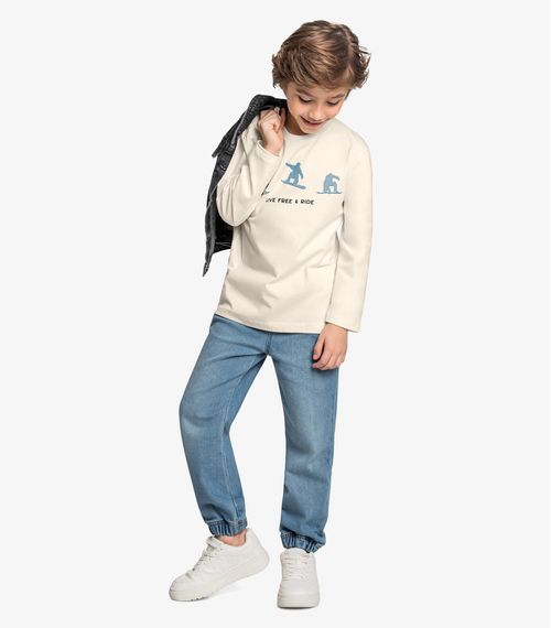 Conjunto De Camiseta Com Calça Trick Nick Bege