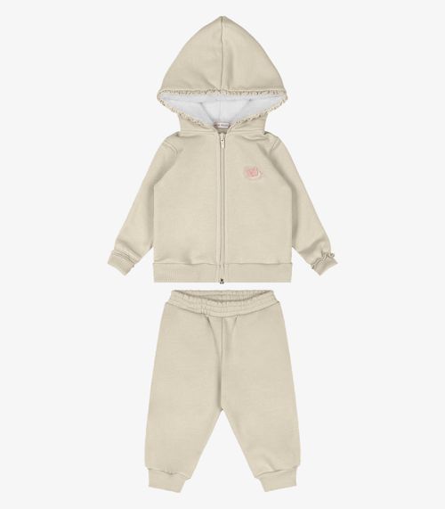 Conjunto Jaqueta Com Capuz e Calça Trick Nick Bege