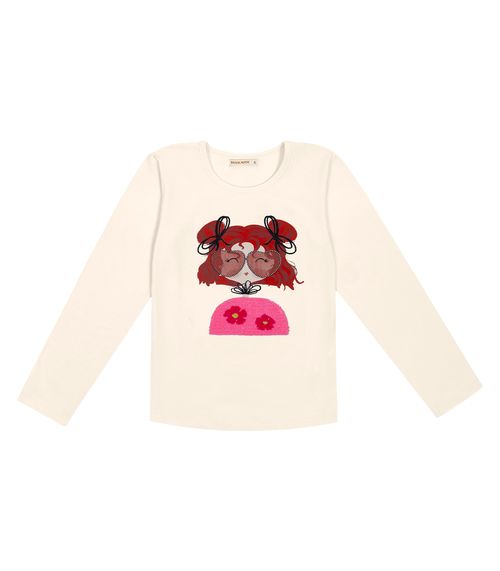 Blusa Infantil Feminina Manga Longa Trick Nick Bege