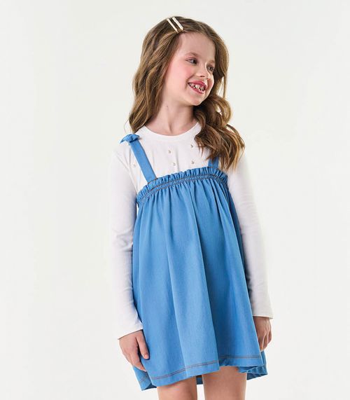 Conjunto Infantil Blusa Com Vestido Trick Nick Bege