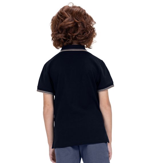 Camisa Polo Infantil Em Piquet Trick Nick Azul