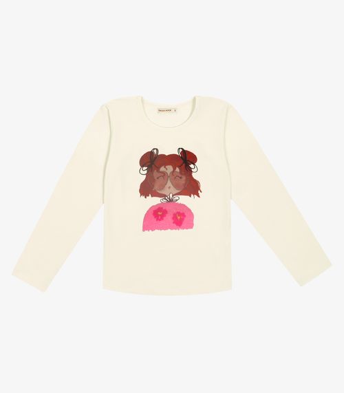 Blusa Infantil Feminina Manga Longa Trick Nick Bege