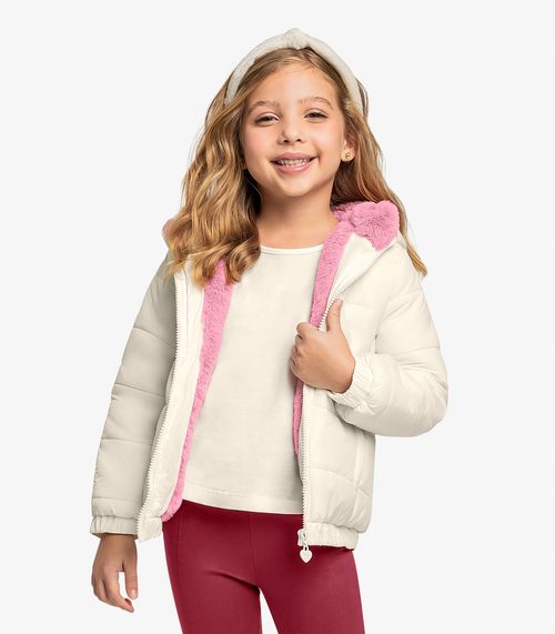 Jaqueta Puffer Infantil Feminina Trick Nick Bege