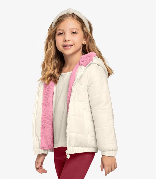 Jaqueta Puffer Infantil Feminina Trick Nick Bege