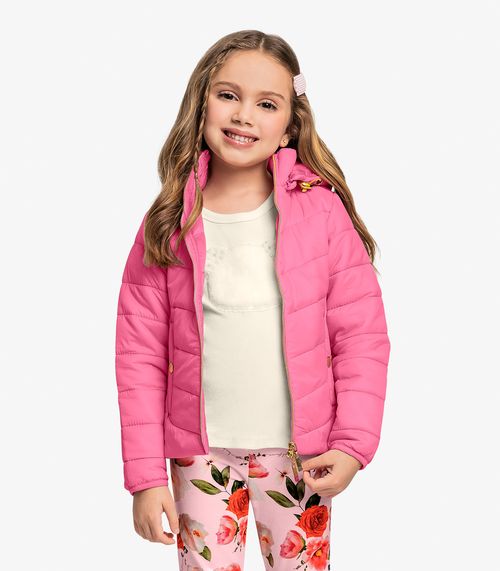 Jaqueta Puffer Infantil em Microfibra Trick Nick Rosa